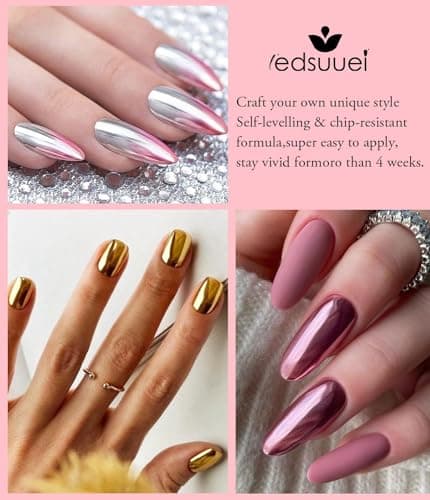 LEDSUUEI 6 Boîtes Poudre Chrome Ongle - Effet Chrome Ongle Miroir MéTallique Brillant Pigments Avec Paillettes Pou La DéCoration D'Art Ongle, Pigment Chrome Nails Nail Art