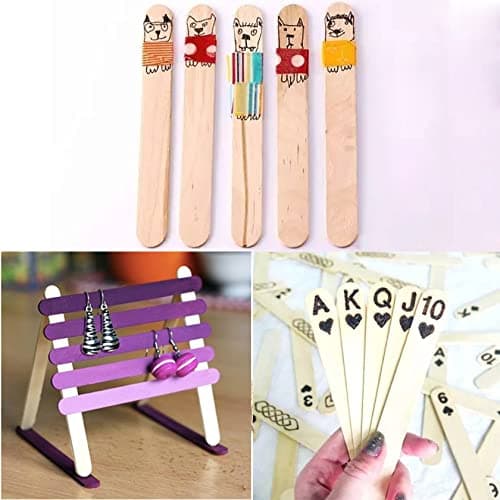 Lot de 150 spatules en bois, différentes spatules en bois, spatules cosmétiques jetables pour l'épilation, avec bords ronds et propres - Idéal également pour les travaux manuels - 1,8 cm x 15 cm