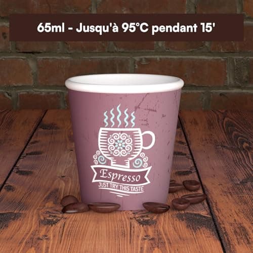 Lot de 1000 gobelets en papier à café 65 ml CuzcoBrownCUP Verres écologiques biodégradables jetables petits emporte-pièces