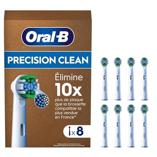 Oral-B Pro Precision Clean Brossettes De Rechange Pour Les Brosses Électriques Pour Adultes Sauf iO/Pulsonic, Embouts Ronds Pour Éliminer Plus De Plaque, Nettoyage En Profondeur, Lot De 8 Têtes