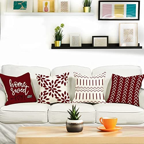 YCOLL Lot de 4 Housse Coussin Décoratif Canapé Taie d'oreiller Decoration Canapé Housses de Coussin en Lin d'extérieur Housse de Coussin Décoration pour Chambre, canapé, Chaise, Lit,Jardin 40x40CM
