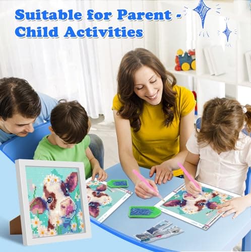 NAIMOER Diamond Painting éléphant Pour Enfants Adultes, Peinture Diamants Encadrés pour Enfants, 5D Diamant Art Animaux Enfants, Dessins animés Diamant Painting for Home Decor 8x8inch