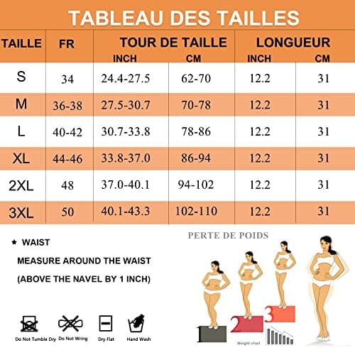 Bingrong Ceinture de Sudation Femme Sport Réglable Ceinture Abdominale Corset Minceur Gaine Amincissante Ventre Plat Néoprène Serre Taille Waist Trainer Body Shaper (Noir, Small)