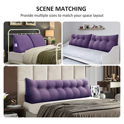 Johnear Coussin de Lecture pour lit ou canapé, Traversin Gros Coussin Dossier Lin,Oreiller Triangulaire Coussin Coin, tête de lit,Coussin pour Lombaire Jambe, cale Dos Plage, Violet 200 x 20 x 50 cm