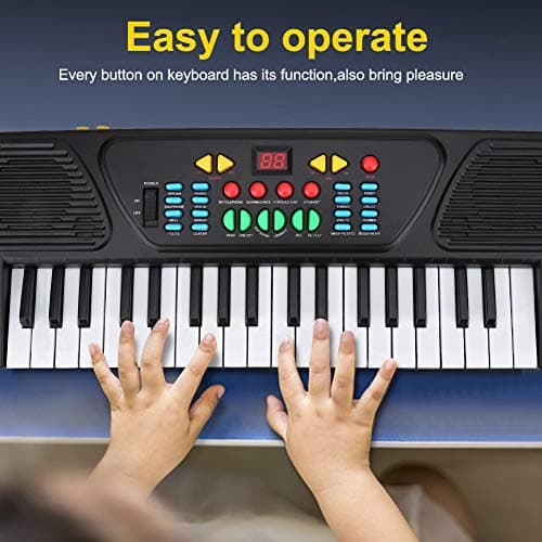 Clavier électronique à 37 touches, piano électronique multifonction avec microphone, piano pour enfants, clavier piano pour débutants, garçons filles, noir
