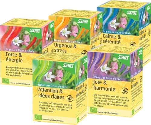 Salus Tisane Calme & Sérénité aux Fleurs de Bach AB - À Base de Mélisse, de Passiflore et d'Élixirs Floraux - Relaxation, Détente - 15 Sachets