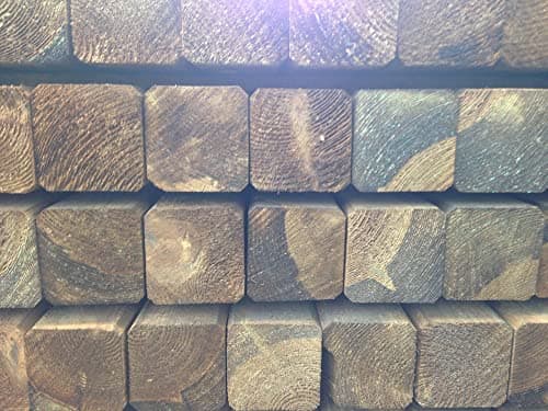 HaGa® Lot de 10 poteaux en bois de pin robuste marron. Dimensions : 100 cm - 7 cm x 7 cm - Pression imprégnée pour une longue durée de vie - Rabotés et biseautés pour un aspect professionnel