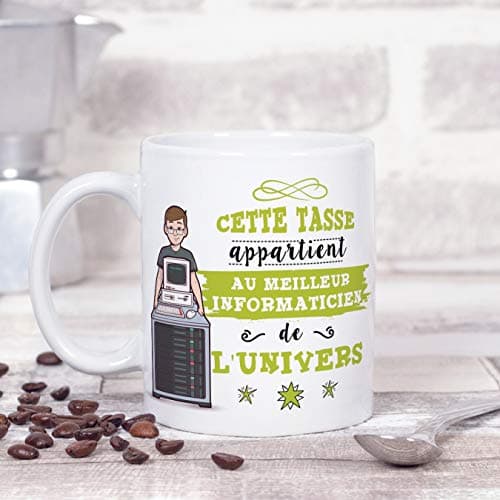 Mugffins Informaticien Tasses Originales de café et Petit-déjeuner à Donner Travailleurs Professionnels - Cette Tasse Appartient au Meilleur Informaticien de l'univers - Céramique 350 ML