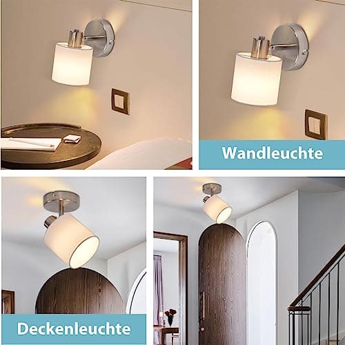 Glitzerlife Spots de Plafond Rails 1 Spot - Plafonnier Blanc Orientable Applique Murale Intérieure E14 Industriel Luminaire Chambre Salon Cuisine Salle à Manger Sans Ampoules