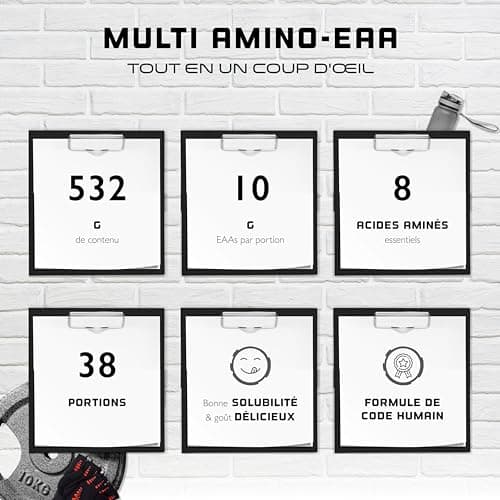 Poudre EAA - 532 g - (Candy Watermelon) - Formule de code humain - Tous les 8 acides aminés essentiels - Boisson d'entraînement Amino - Goût délicieux et solubilité optimale - Végétalien