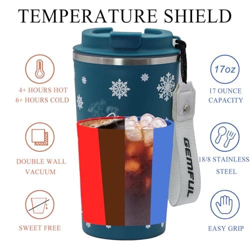 GEMFUL Lot de 2 Tasses pour Maman Anti Fuite 17oz avec Sangle pour Voyage Maison ou Bureau