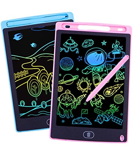 Lot 2 Table Tablette Dessin Enfants,8.5 Pouces Tablette Dessin LCD Magique,Doodle Pad avec Bouton D'effacement,Jouets pour Filles Garçons Bleu+Rose