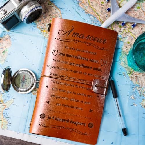 Funnli Cadeau Soeur, Carnet de Notes en Cuir de 144 Pages Cadeau Pour Soeur, cadeau Noel anniversaire Graduation Pour Les Sœurs, Meilleure Cadeaux Petite Sœur Original, Idée Ma Soeur
