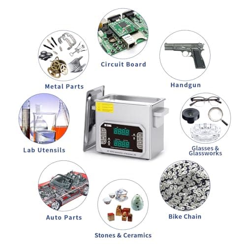 DK SONIC professionnel Nettoyeur à ultrasons Nettoyeur sonique 3L avec chauffage et panier pour prothèse dentaire, petites pièces métalliques, disque, circuit imprimé, outils de laboratoire, etc.