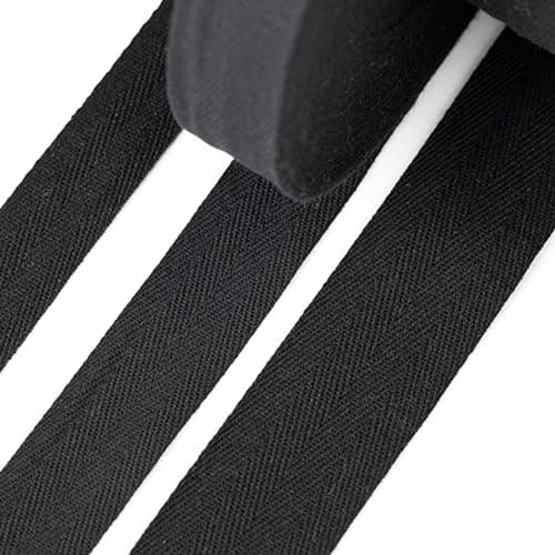 Biais de Coton 10mm 45m Rouleau de Ruban en Coton Noir pour Travaux Manuels Confection Bordures Soyeuses
