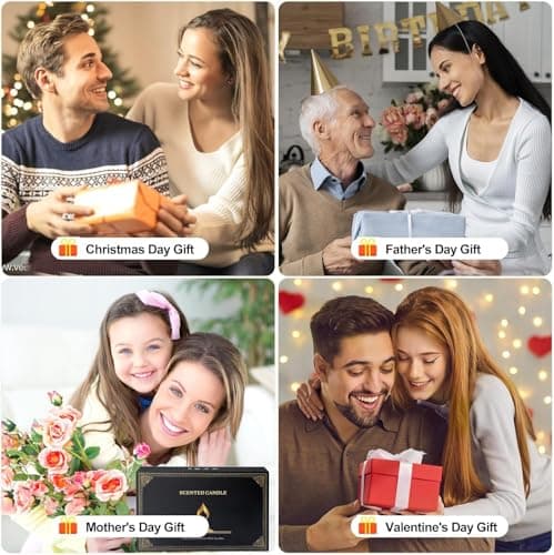 Dsclavacy Lot de 8 bougies parfumées de Noël pour femme, 96,4 g, cire de soja naturelle, bougies d'aromathérapie pour anniversaire, cadeaux de Noël