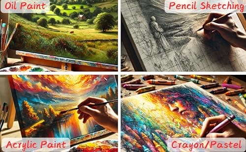 EXERZ 70x80cm Toiles pré-étirées 4 pièces - 1,7cm D'épaisseur Toiles à Peindre Encadrées/ 280GSM/ 100% Coton/Triplement Apprêtée/Sans Acide/Grain Moyen/ - Peinture à Huile/Gouache/Acrylique