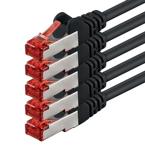 1aTTack.de 5x 0,5m - Câble patch câble réseau Cat 6 Cat6 RJ45 SFTP - noir