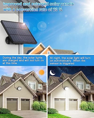 Lampe Solaire Exterieur avec Detecteur de Mouvement et Telecommande, Lumiere Solaire Exterieur IP67, 126 LED/3 Modes Eclairage Exterieur Solaire, pour Patio Projecteur Solaire Exterieur -1 Pièce