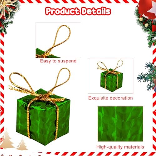 Mini Cadeau Noel, 100 PCS Faux Cadeaux Noel Deco, Décor d'arbre de Noël, Boîte Cadeau en Mousse de Noël, Mini Boîtes Brillantes Ornements, Miniature de Noël Ornement Brillant