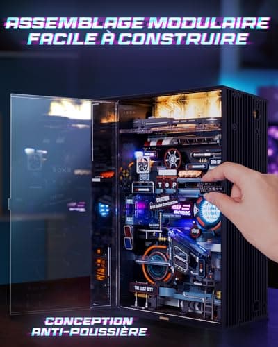 ROWOOD Circuit à Billes Monde Parallèle Kits de modélisme électrique pour adultes et enfants à construire, Puzzle 3D avec LED, Cyberpunk Miniature Ville avec Multi-Combinaison, Cadeau créatif pour lui