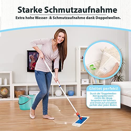 Housse de Remplacement pour Housses de vadrouille Ensemble Double Pack pour Porte-vadrouille Pliable de 40 cm, en Microfibre et Coton tels Que parquet stratifié, parquet, Chiffon à carrelage