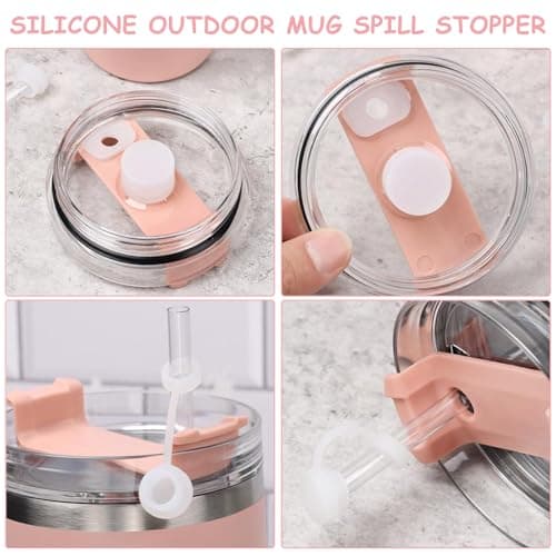 Accessoires pour stanley cup 5 couvercles de paille pour pailles de 9 à 10 mm 6 protections contre les fuites en silicone 1 brosse à paille 1 couvercle pour gobelet Stanley Cup Quencher de 40/30 oz