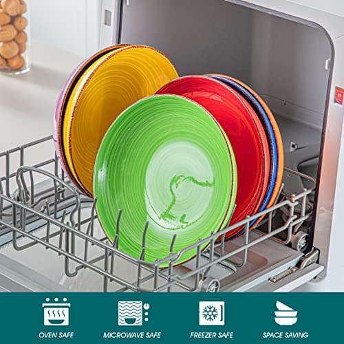 vancasso Série BONITA Lot de 6 Bol à Pâtes en Grès de 38oz Bols Service, 21.6cm, Passent au Micro-ondes et au Four à Soupe pour Cuisine, Multicoloré