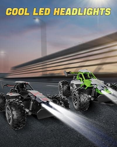SZJJX Voiture Télécommandée Tout Terrain avec LED,2.4Ghz 15+KM/H Voiture Telecommandé Enfant 3 4 5 6 7+,Voiture RC,Coquille Alliage,Jouet Voiture Radiocommandée Cadeau pour Fille Garcon Noir Rouge