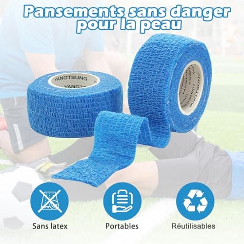YANGTSUNG 9 rouleaux Bandage Autoadhésif Cohésifs, 2.5cm x 4.5m Bande Cohesive Bandages Auto-adhésifs De Sport pour Poignet, Cheville, Bandage Elastique Cohésif pour Chiens, Chevaux