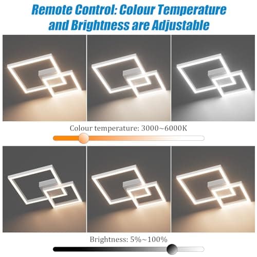 Klighten Plafonnier LED Dimmable avec Télécommande 35W Lampe de Plafond en Aluminium, Moderne Design Luminaire Plafonnier pour Salon Chambre Cuisine Couloir, 2400 LM, 3000K-6000K, Blanc