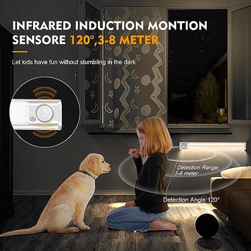 DFGOTOP Reglette 120 Led Cuisine Rechargeable USB, 30CM Lampe de Placard Led Detecteur Mouvement, Eclairage Bande Armoire sous Meuble Sans Fil, Lumiere 3 Couleurs 4 Modes