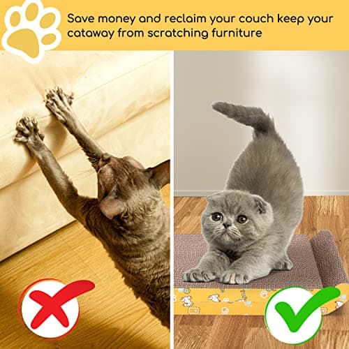 Nobleza 2 Pièces Grattoir Chat Carton Griffoir Incurvé Réversible en Carton, Tapis à Gratter pour Chat avec Carton Ondulé et Herbe À Chat, 40 x 25cm