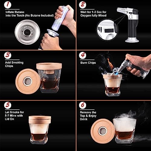 RoseFlower Kit de Fumeur Cocktail, Nostalgia Smoker Kit pour Whisky, Boissons, Bourbon, Steak, Poisson et Fromage - Nourriture et Boissons Infusées de Fumée - Cadeau pour Mari, Père, Hommes #3