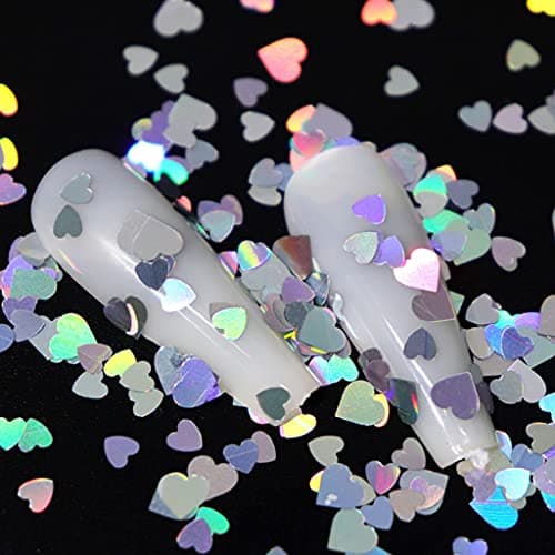 Yushu Paillettes holographiques, paillettes en forme de cœur, paillettes de remplissage en résine époxy, paillettes d'amour remplies d'époxy, pigments de slime, décoration de flocons de fabrication de