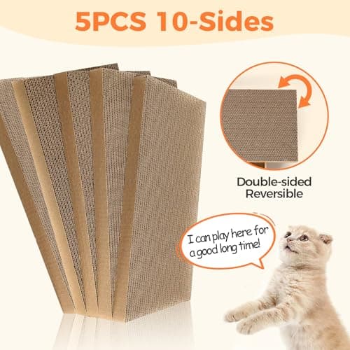ComSaf Griffoir pour chat, 5 couches, griffoir en carton ondulé, boîte à griffer réversible pour chat, lit en carton, jouer, dormir