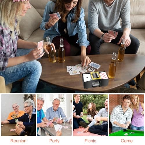 Gvolatee Melangeur de Carte Électronique, Mélangeur de Cartes à Jouer, Trieur de Carte, Card Shuffler 1-2 Ponts, Automatique d'Outil de Mélangeurs de Carte, pour UNO, Poker, Blackjack, Texas Hold'em