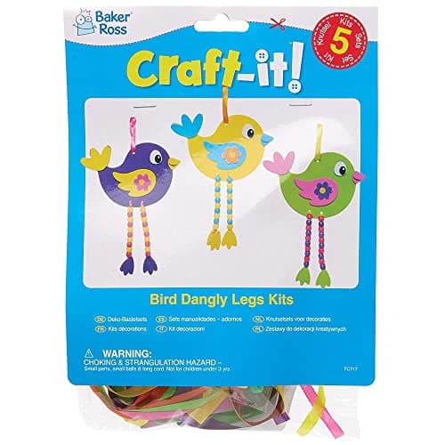 Baker Ross Décorations motif Oiseaux à Perles - Lot de 5, Activités Manuelles pour Enfants (FC717)