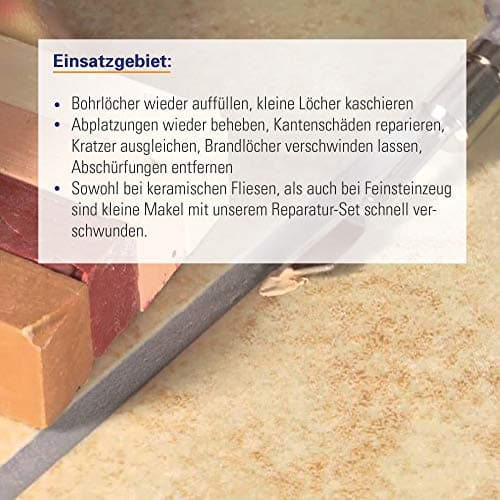 Karl Dahm Kit de Réparation pour Carreaux de Mur et de Sol I Kit de Retouche du Carrelage pour Réparer les Carreaux et le Grès cérame I Remise en État Parfaite avec Vitrification - 12090