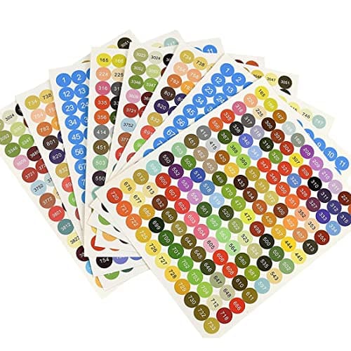 DULSPUE 8 Feuilles d'autocollants pour numéro de Couleur-Autocollants numérotés de Couleur - Chiffres Ronds - Autocollants numériques - pour boîtes de Rangement - Peinture Diamant