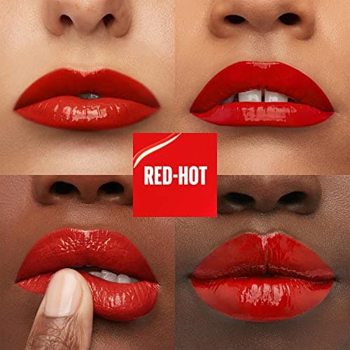 Maybelline New York - Coffret 4 Rouges à Lèvres Liquides - Effet Vinyl Brillant - Longue Tenue - SuperStay Vinyl Ink - Teintes : Red Hot (25), Coy (20), Peachy (15), Wicked (50)