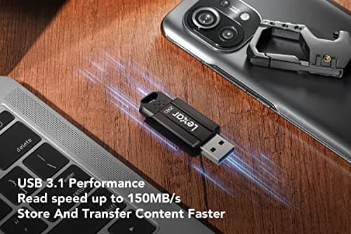 Lexar JumpDrive S80 Clé USB 32 Go, Cle USB 3.2, Jusqu'à 130 Mo/s en Lecture, Mémoire Stick, JumpDrive pour Ordinateur Portable/PC/Voiture (LJDS080032G-BNBAG)