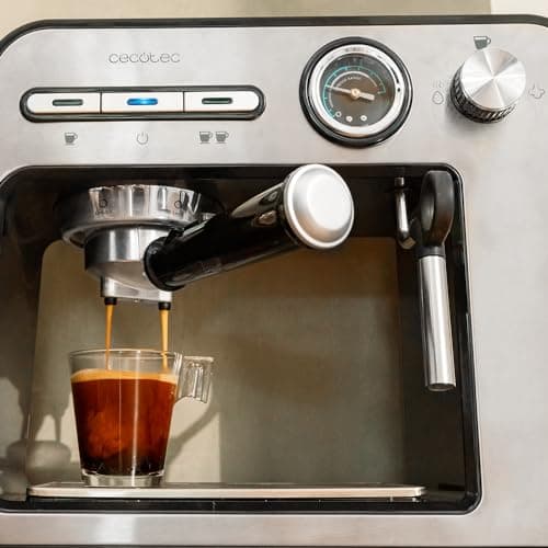 Cecotec Cafetière espresso Power Espresso 20 Square Pro, 1450 W, 20 bars, Thermoblock, Vaporisateur, 2 tasses de café, Réservoir d'eau amovible de 1 litre, Plaque chauffe-tasses.
