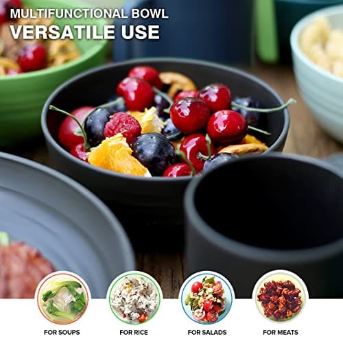 Greentainer Bol 24 OZ, bols à céréales lot de 4 saladiers 700 ml | Bol à fruits, bol à soupe pour enfants et adultes | Léger et incassable | Passe au lave-vaisselle et au micro-ondes | Noir