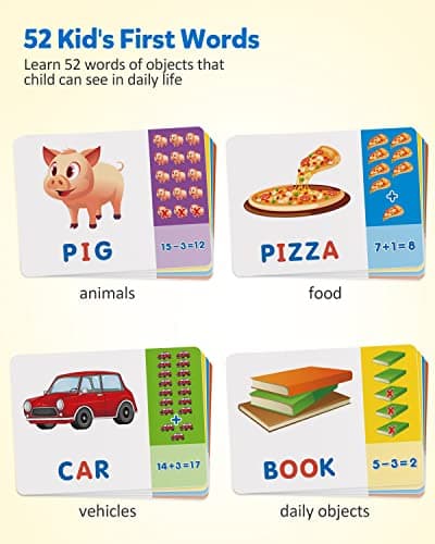 Coogam Jeu de Lettres Assorties, Alphabet Orthographe Lecture Cartes Flash, Math Nombre Mots Puzzle Montessori Apprentissage Précoce Cadeau Éducatif Jouets pour 3 4 5 Ans Enfants