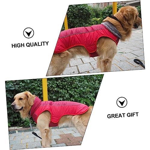 TOGEVAL vêtements de Chien col de Winter Hiver Habit de Neige pour Chien Manteau imperméable pour Chien vêtements en Coton pour Chiots vêtements Chauds pour Chiots Polyester Rouge
