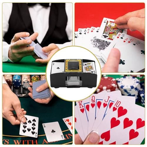 SUNJULY Mélangeur de Cartes Automatique à 2 Jeux, Mélangeur de Cartes Électrique, Mélangeur de Cartes Rapide à Piles, Outil de Jeu pour Casino, Maison, Fête, Jeux De Société