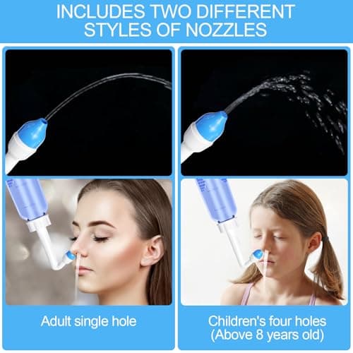 Rseuphiee Lavage Nez, 300ml Seringue Nasale Adulte, 40 Sachets de Sel Nasal, Irrigation Nasale, Douche Nasale pour Adulte, Kit de Douche Nasale avec Flacon, pour Adultes Enfants Nettoyage Quotidien.