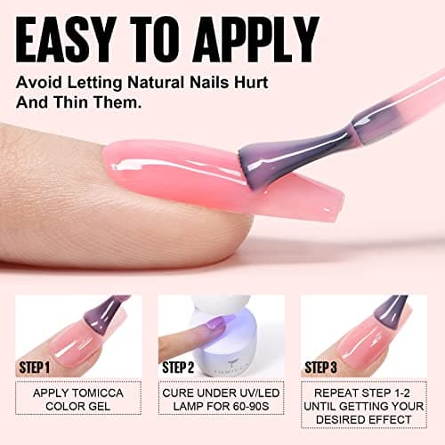 TOMICCA Vernis Semi Permanent Rose Set, 6 couleurs Transparent Rose Blanc Laiteux Vernis Gel UV, Soak-Off Vernis à ongles UV/LED Gel Cadeau pour salon de manucure DIY Home, 8ML