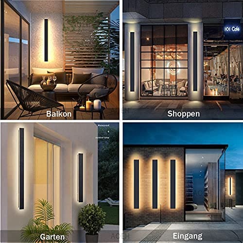 Applique Murale Led, Longue, Noire, extérieur, En Aluminium Acrylique étanche Ip65 Pour Jardins, Terrasses, Chambres, intérieur De Salon, Villa, 60cm ,20w